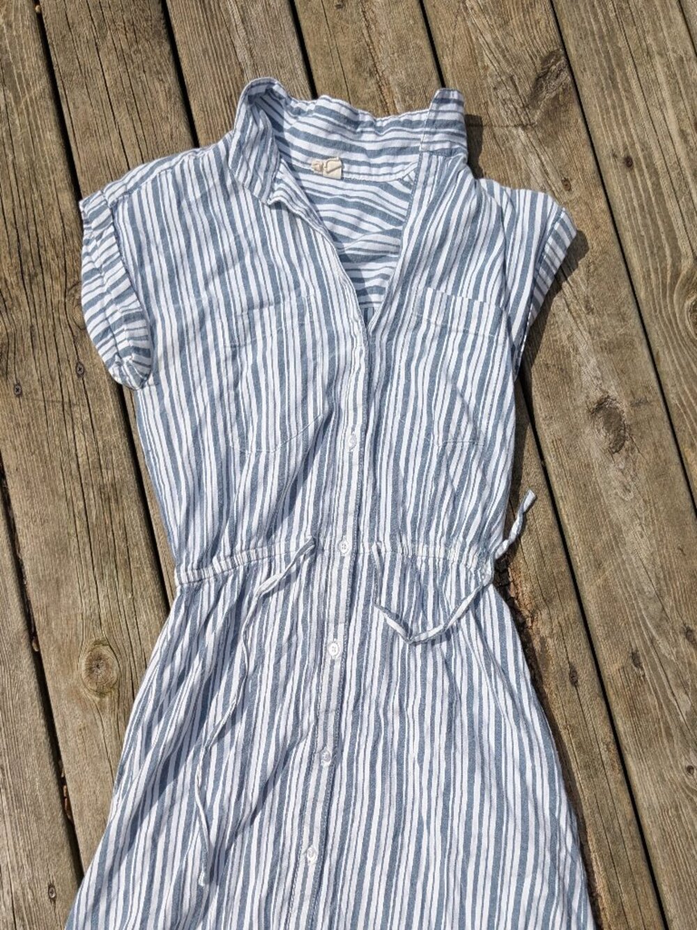 Japna Women's Blue Striped Shirt Dress Cotton